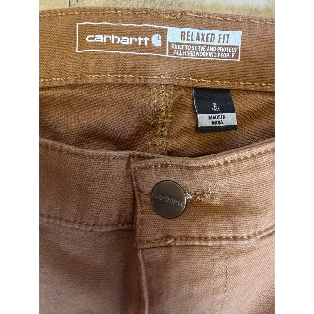 Carhartt double knee Duck Jeans carpenter Women's Sz 2 Tall rugged relaxed fit - Picture 4 of 10
